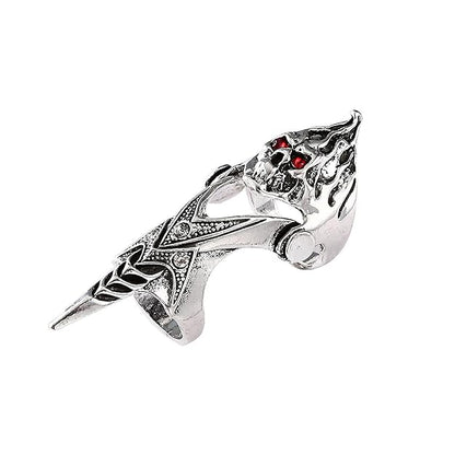 THE MEN THING Rings REDEYEKULL - Red Eye Skull Adjustable Knuckle Joint Full Finger Ring for Men & Boys