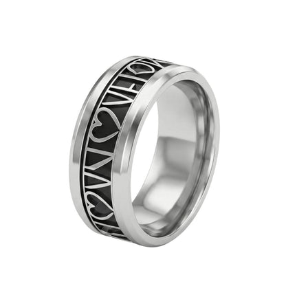 THE MEN THING Rings REGALIA HEART RING - Pure Stainless Steel Men’s Steel-Plated Ring (Size : 26)