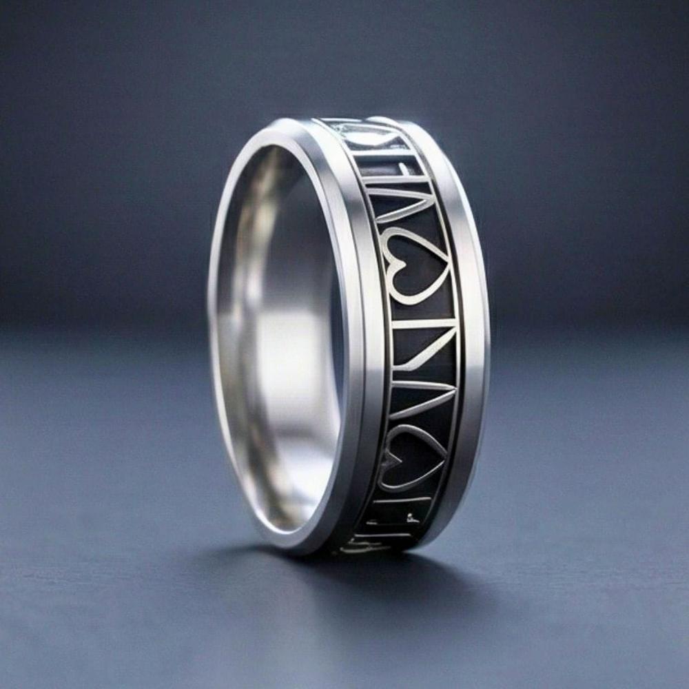 THE MEN THING Rings REGALIA HEART RING - Pure Stainless Steel Men’s Steel-Plated Ring (Size : 26)
