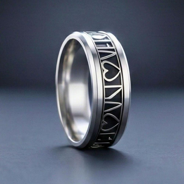 REGALIA HEART RING - Pure Stainless Steel Men’s Steel-Plated Ring (Size : 28)