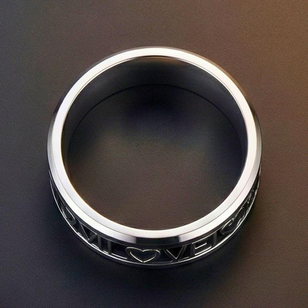 REGALIA HEART RING - Pure Stainless Steel Men’s Steel-Plated Ring (Size : 28)