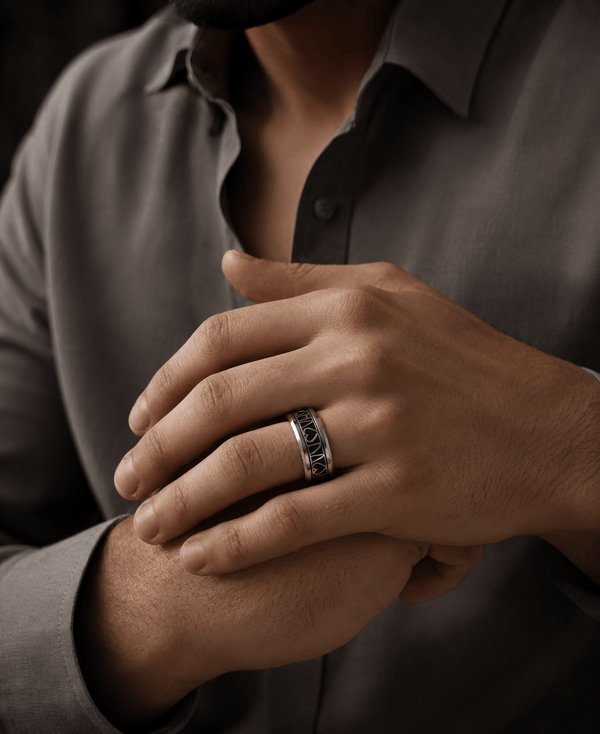 REGALIA HEART RING - Pure Stainless Steel Men’s Steel-Plated Ring (Size : 28)