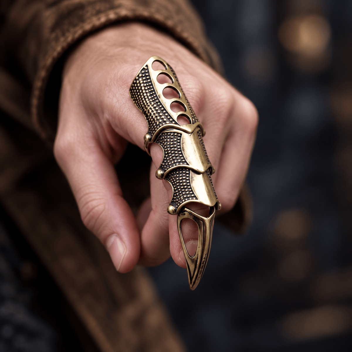 THE MEN THING Rings RINOSKIN - Bronze Guard Adjustable Knuckle Joint Full Finger Ring for Men & Boys
