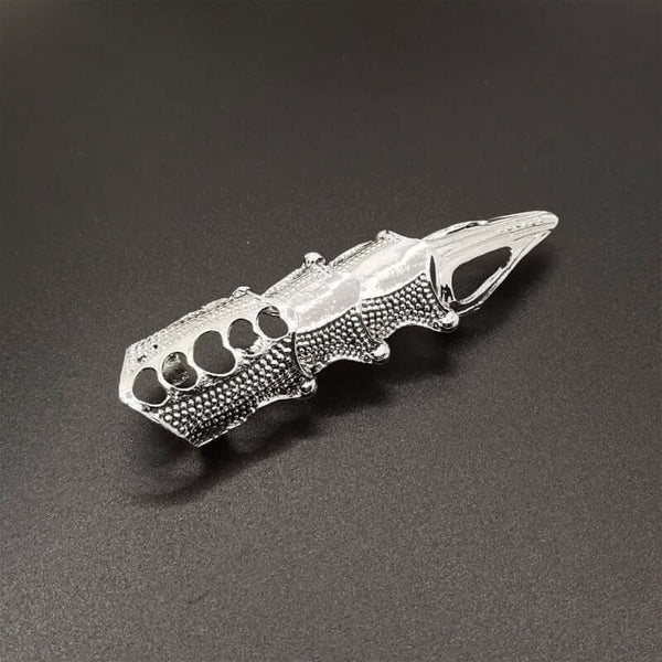RINOSKIN - Silver Guard Adjustable Knuckle Joint Full Finger Ring for Men & Boys