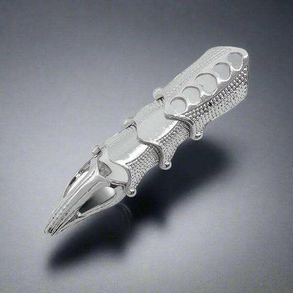 RINOSKIN - Silver Guard Adjustable Knuckle Joint Full Finger Ring for Men & Boys