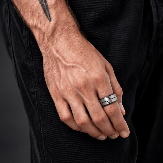 THE MEN THING Rings ROGUE ARMOR RING - Pure Stainless Steel Men’s Steel Plated Ring (Size : 17-22-27)