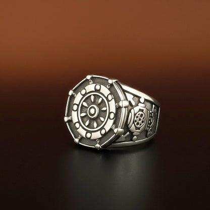 THE MEN THING Rings Royal Series - AQUALOR RING - Pure Stainless Steel Men’s Steel-Black-Plated Ring – Statement Luxury Jewelry (Size : 18-21-24)