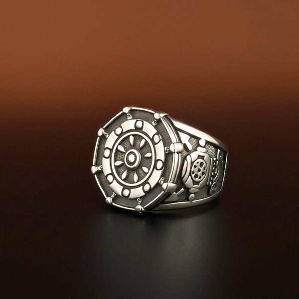 Royal Series - AQUALOR RING - Pure Stainless Steel Men’s Steel-Black-Plated Ring – Statement Luxury Jewelry (Size : 18-21-24)