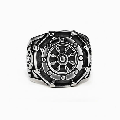 THE MEN THING Rings Royal Series - AQUALOR RING - Pure Stainless Steel Men’s Steel-Black-Plated Ring – Statement Luxury Jewelry (Size : 18-21-24)