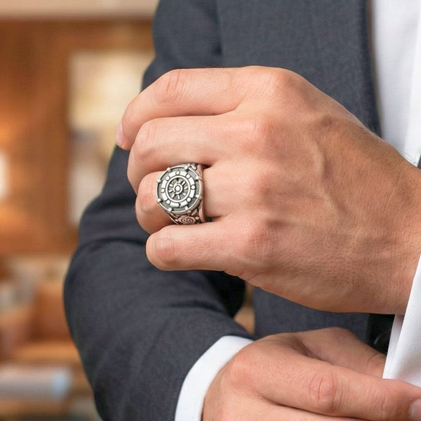 Royal Series - AQUALOR RING - Pure Stainless Steel Men’s Steel-Black-Plated Ring – Statement Luxury Jewelry (Size : 18-21-24)