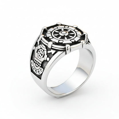 THE MEN THING Rings Royal Series - AQUALOR RING - Pure Stainless Steel Men’s Steel-Black-Plated Ring – Statement Luxury Jewelry (Size : 18-21-24)