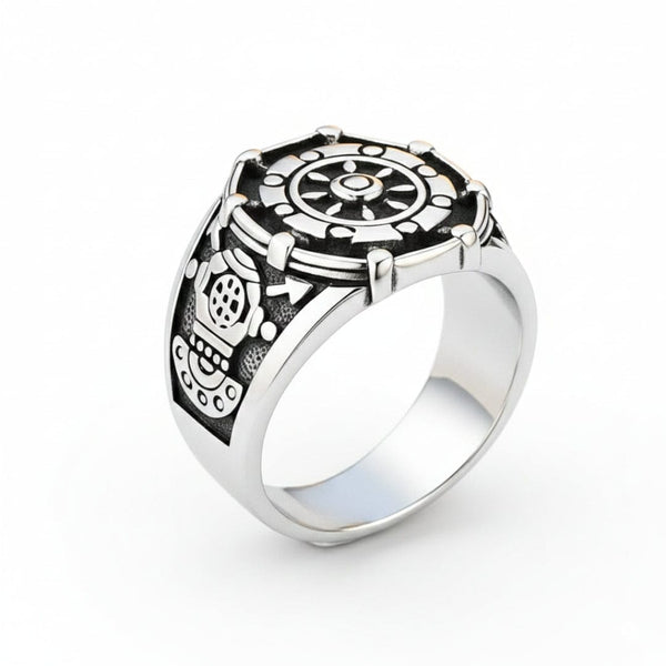 Royal Series - AQUALOR RING - Pure Stainless Steel Men’s Steel-Black-Plated Ring – Statement Luxury Jewelry (Size : 18-21-24)