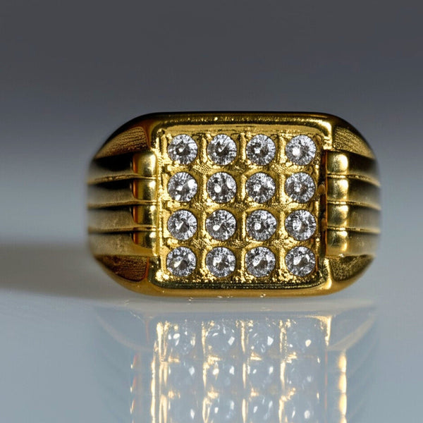 Royal Series - ARCLUME RING - Pure Stainless Steel Men’s Gold-Plated Ring – Statement Luxury Jewelry (Size : 17-19-22-24-27)