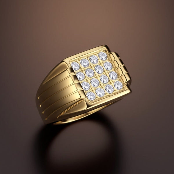 Royal Series - ARCLUME RING - Pure Stainless Steel Men’s Gold-Plated Ring – Statement Luxury Jewelry (Size : 17-19-22-24-27)