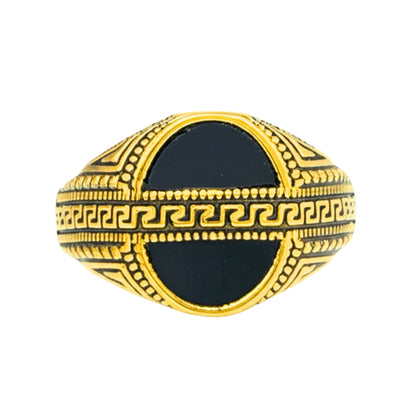 THE MEN THING Rings Royal Series - AURELIAN MAZE RING - Pure Stainless Steel Men’s Gold-Plated Ring – Statement Luxury Jewelry (Size : 16-21-23-26)