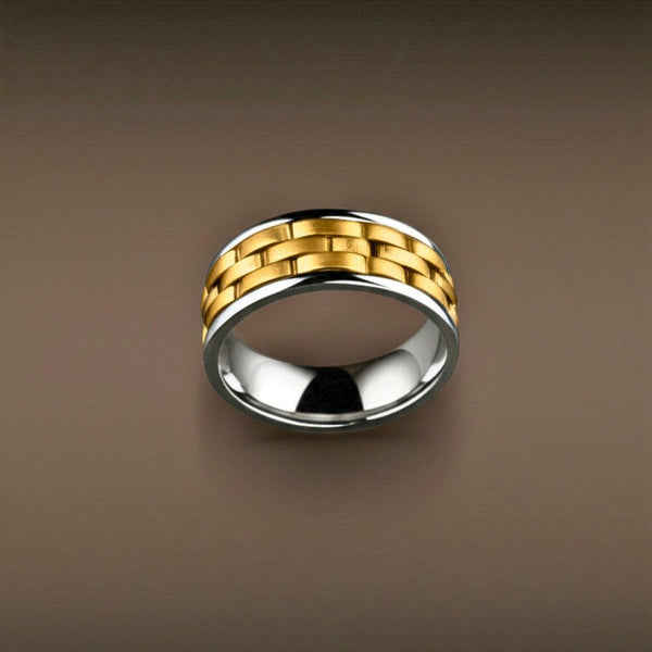 Royal Series - AUREX RING - Pure Stainless Steel Men’s Gold-Steel-Plated Ring – Statement Luxury Jewelry (Size : 17-19-22-25-27)