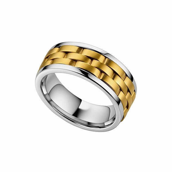Royal Series - AUREX RING - Pure Stainless Steel Men’s Gold-Steel-Plated Ring – Statement Luxury Jewelry (Size : 17-19-22-25-27)