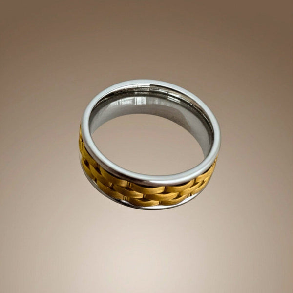 Royal Series - AUREX RING - Pure Stainless Steel Men’s Gold-Steel-Plated Ring – Statement Luxury Jewelry (Size : 17-19-22-25-27)