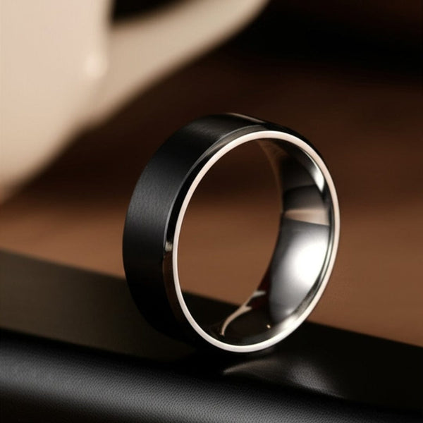 Royal Series - BLACK BASTION RING - Pure Stainless Steel Men’s Steel-Black-Plated Ring – Statement Luxury Jewelry (Size : 17-19-22-24-27)