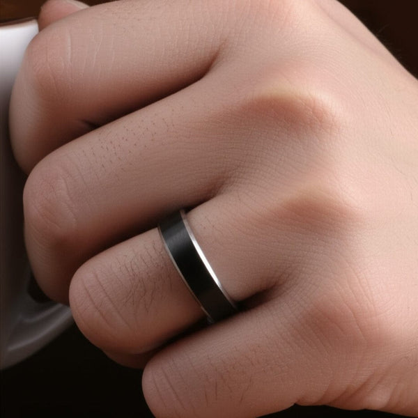 Royal Series - BLACK BASTION RING - Pure Stainless Steel Men’s Steel-Black-Plated Ring – Statement Luxury Jewelry (Size : 17-19-22-24-27)