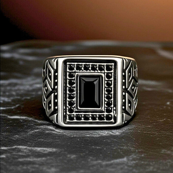 Royal Series - HEXACORE RING - Pure Stainless Steel Men’s Steel-Plated Ring – Statement Luxury Jewelry (Size : 19-22-25)