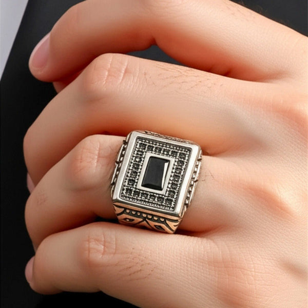 Royal Series - HEXACORE RING - Pure Stainless Steel Men’s Steel-Plated Ring – Statement Luxury Jewelry (Size : 19-22-25)