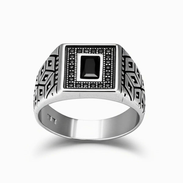 Royal Series - HEXACORE RING - Pure Stainless Steel Men’s Steel-Plated Ring – Statement Luxury Jewelry (Size : 19-22-25)