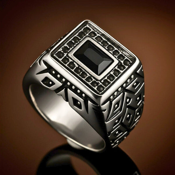 Royal Series - HEXACORE RING - Pure Stainless Steel Men’s Steel-Plated Ring – Statement Luxury Jewelry (Size : 19-22-25)