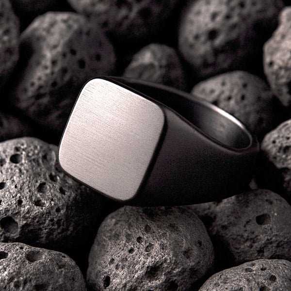 Royal Series - BLACK CODE RING - Pure Stainless Steel Men’s Steel-Plated Black Ring – Statement Luxury Jewelry (Size : 17-19-22)