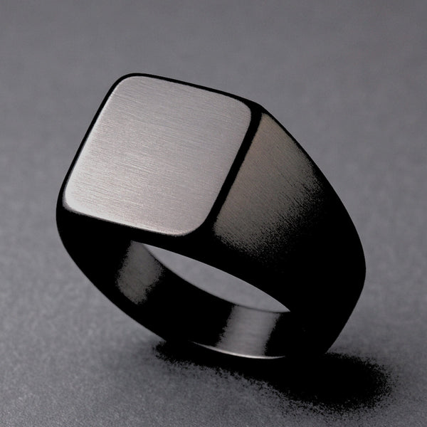 Royal Series - BLACK CODE RING - Pure Stainless Steel Men’s Steel-Plated Black Ring – Statement Luxury Jewelry (Size : 17-19-22)
