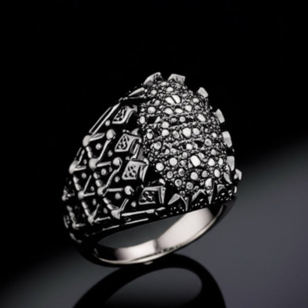 Royal Series - BLACK DOMINION RING - Pure Stainless Steel Men’s Black-Plated Ring – Statement Luxury Jewelry (Size : 19-21-23)