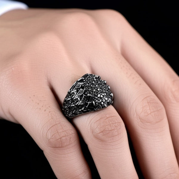 Royal Series - BLACK DOMINION RING - Pure Stainless Steel Men’s Black-Plated Ring – Statement Luxury Jewelry (Size : 19-21-23)