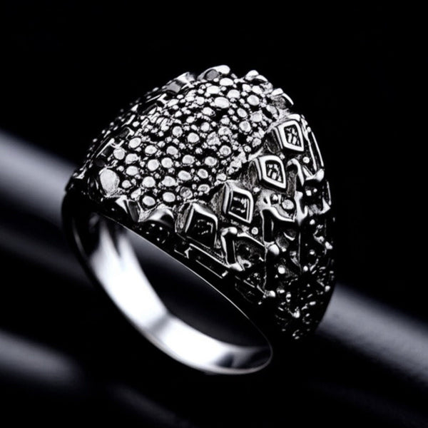 Royal Series - BLACK DOMINION RING - Pure Stainless Steel Men’s Black-Plated Ring – Statement Luxury Jewelry (Size : 19-21-23)