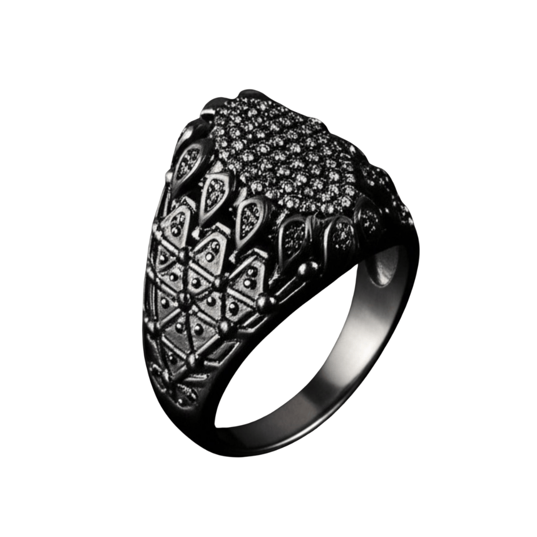 THE MEN THING Rings Royal Series - BLACK DOMINION RING - Pure Stainless Steel Men’s Black-Plated Ring – Statement Luxury Jewelry (Size : 19-21-23)