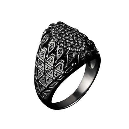 THE MEN THING Rings Royal Series - BLACK DOMINION RING - Pure Stainless Steel Men’s Black-Plated Ring – Statement Luxury Jewelry (Size : 19-21-23)