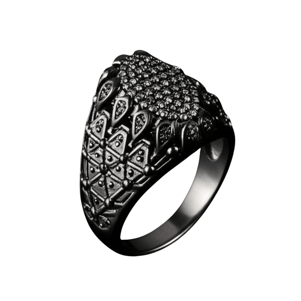 Royal Series - BLACK DOMINION RING - Pure Stainless Steel Men’s Black-Plated Ring – Statement Luxury Jewelry (Size : 19-21-23)
