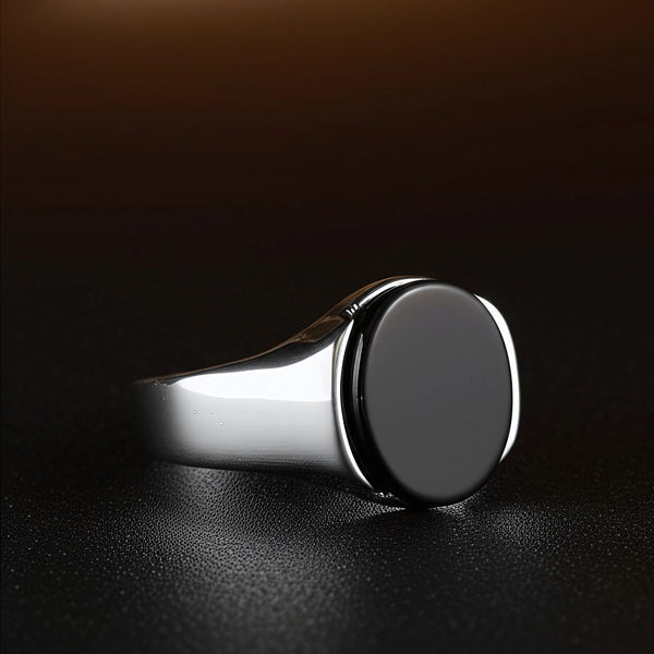 Royal Series - BLACK ECLIPSE REGENT - Pure Stainless Steel Men’s Steel-Plated Ring – Statement Luxury Jewelry (Size : 22-25-27)