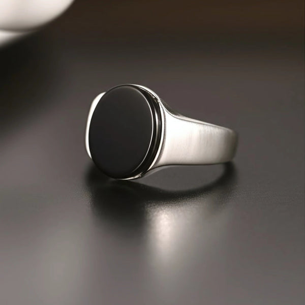 Royal Series - BLACK ECLIPSE REGENT - Pure Stainless Steel Men’s Steel-Plated Ring – Statement Luxury Jewelry (Size : 22-25-27)
