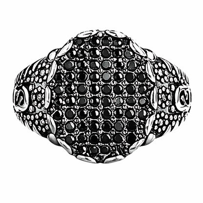 THE MEN THING Rings Royal Series - BLACK FORGE RING - Pure Stainless Steel Men’s Steel-Plated Ring – Statement Luxury Jewelry (Size : 17-22-27)