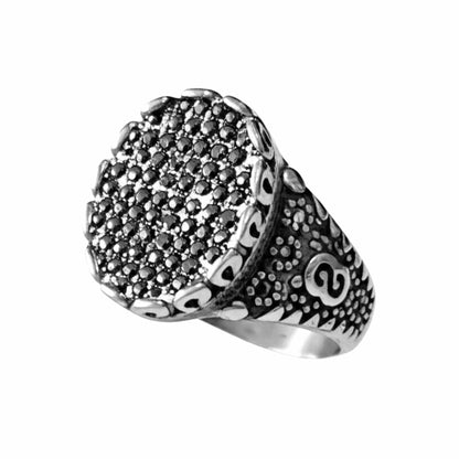 THE MEN THING Rings Royal Series - BLACK FORGE RING - Pure Stainless Steel Men’s Steel-Plated Ring – Statement Luxury Jewelry (Size : 17-22-27)