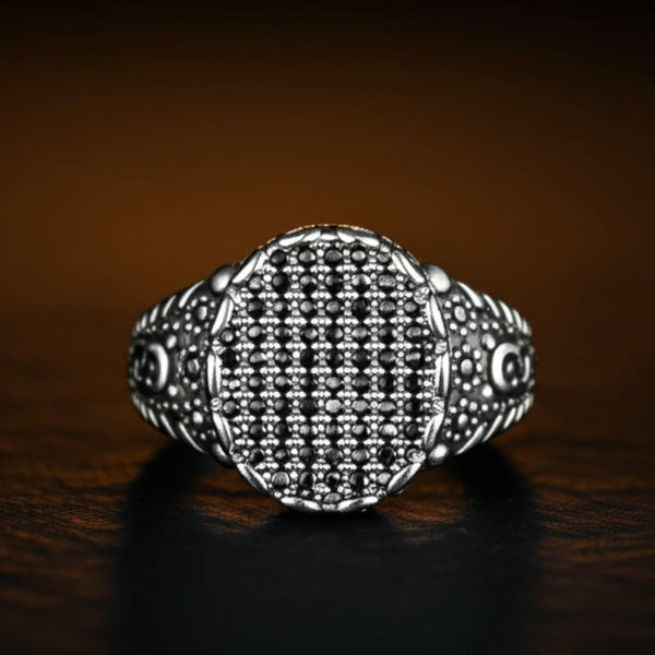 Royal Series - BLACK FORGE RING - Pure Stainless Steel Men’s Steel-Plated Ring – Statement Luxury Jewelry (Size : 17-22-27)