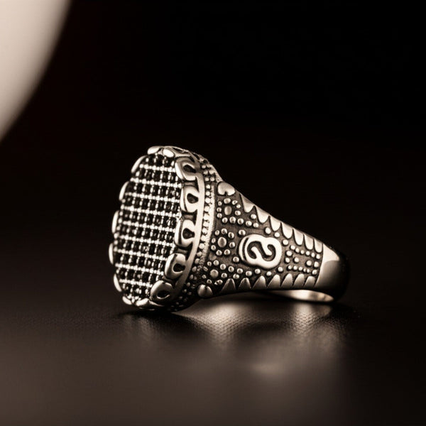 Royal Series - BLACK FORGE RING - Pure Stainless Steel Men’s Steel-Plated Ring – Statement Luxury Jewelry (Size : 17-22-27)