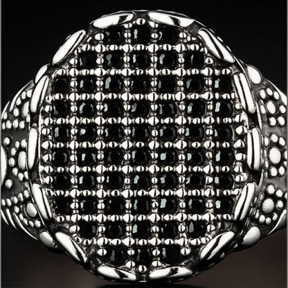 THE MEN THING Rings Royal Series - BLACK FORGE RING - Pure Stainless Steel Men’s Steel-Plated Ring – Statement Luxury Jewelry (Size : 17-22-27)