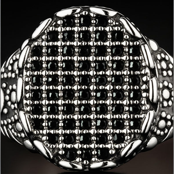 Royal Series - BLACK FORGE RING - Pure Stainless Steel Men’s Steel-Plated Ring – Statement Luxury Jewelry (Size : 17-22-27)