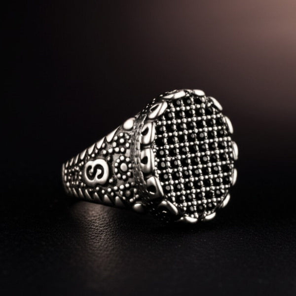 Royal Series - BLACK FORGE RING - Pure Stainless Steel Men’s Steel-Plated Ring – Statement Luxury Jewelry (Size : 17-22-27)