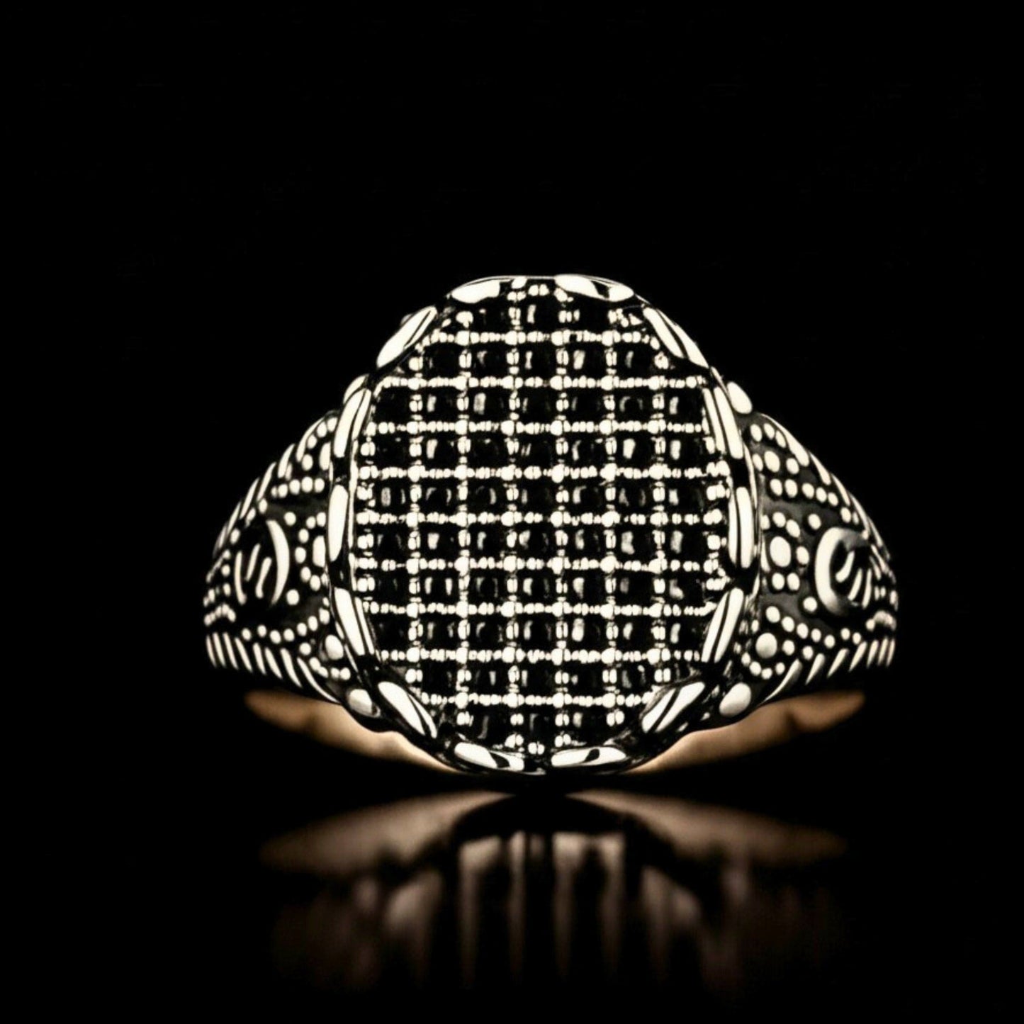 THE MEN THING Rings Royal Series - BLACK FORGE RING - Pure Stainless Steel Men’s Steel-Plated Ring – Statement Luxury Jewelry (Size : 17-22-27)