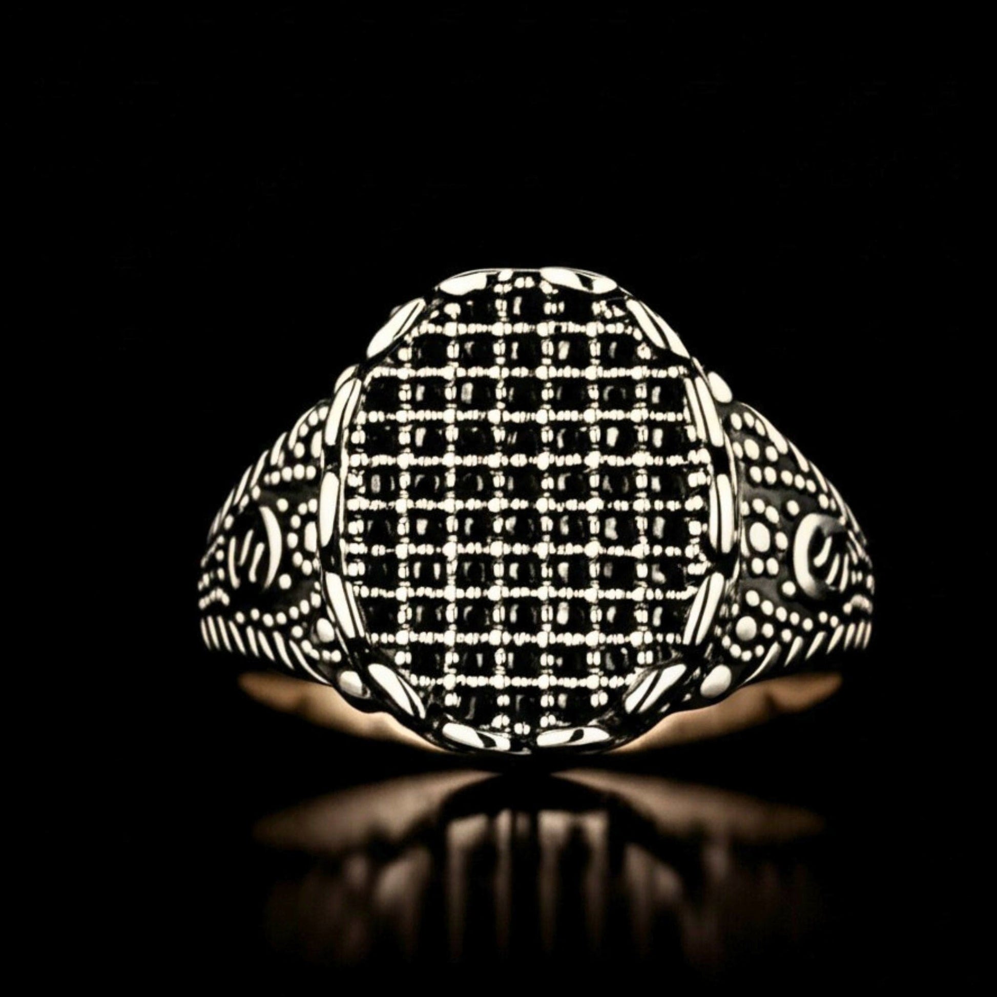 THE MEN THING Rings Royal Series - BLACK FORGE RING - Pure Stainless Steel Men’s Steel-Plated Ring – Statement Luxury Jewelry (Size : 17-22-27)