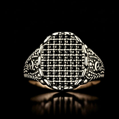 THE MEN THING Rings Royal Series - BLACK FORGE RING - Pure Stainless Steel Men’s Steel-Plated Ring – Statement Luxury Jewelry (Size : 17-22-27)