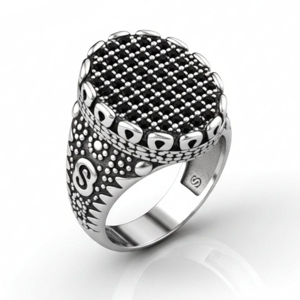 Royal Series - BLACK FORGE RING - Pure Stainless Steel Men’s Steel-Plated Ring – Statement Luxury Jewelry (Size : 17-22-27)