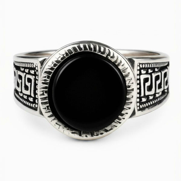Royal Series - BLACK PYRE SIGNET RING - Pure Stainless Steel Men’s Steel-Plated Ring – Statement Luxury Jewelry (Size : -17-19-21-24-27)